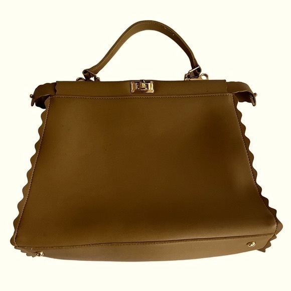 Satchel Tan Purse Floral Print Designs With Detachable Straps - Picture 2 of 9